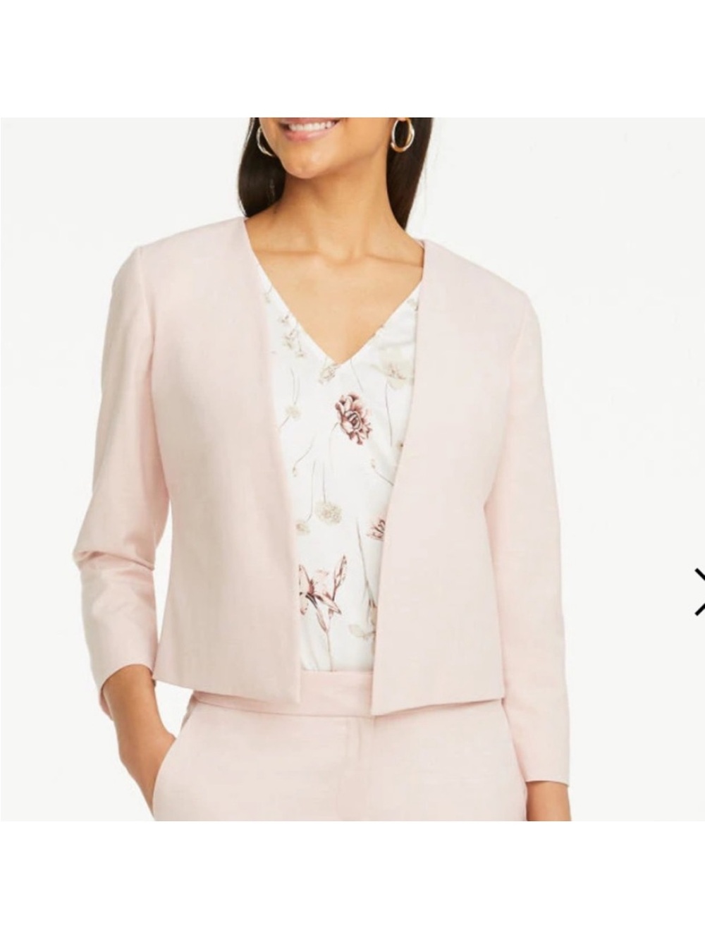 Ann Taylor Open-Front Light Pink Cropped Blazer